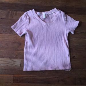 Pink ribbed crop top